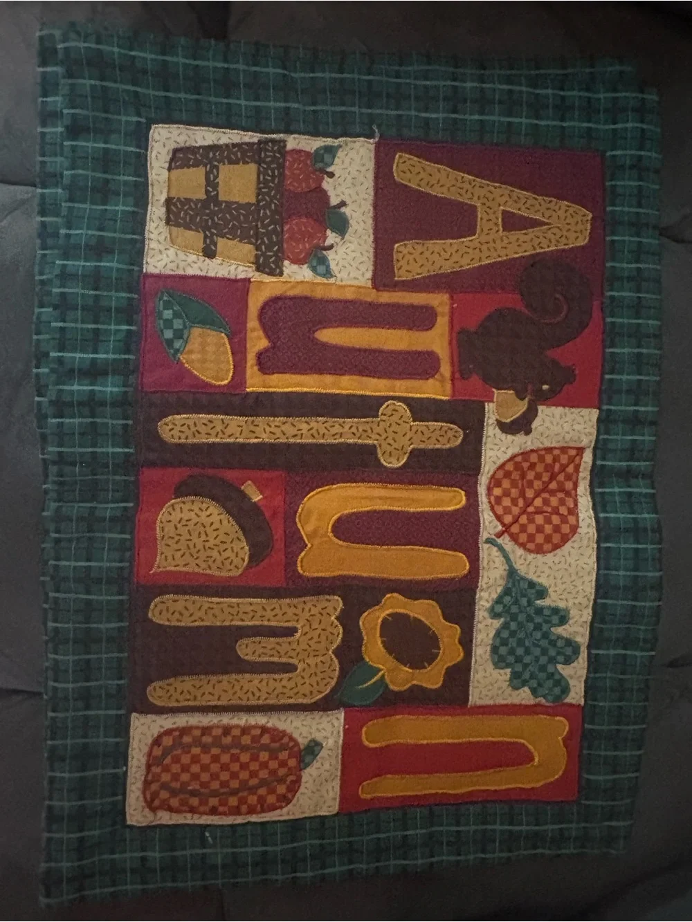 Autumn Quilt Table Runner with Sunflower & Pumpkin Motifs